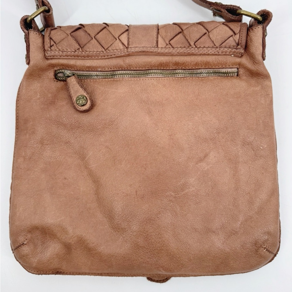Civico 93 Genuine Leather Woven Flap Crossbody Bag Brown Made in Italy - Picture 4 of 12